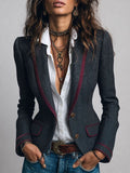 Saco Entallado de Tweed Espiga con Ribete en Contraste